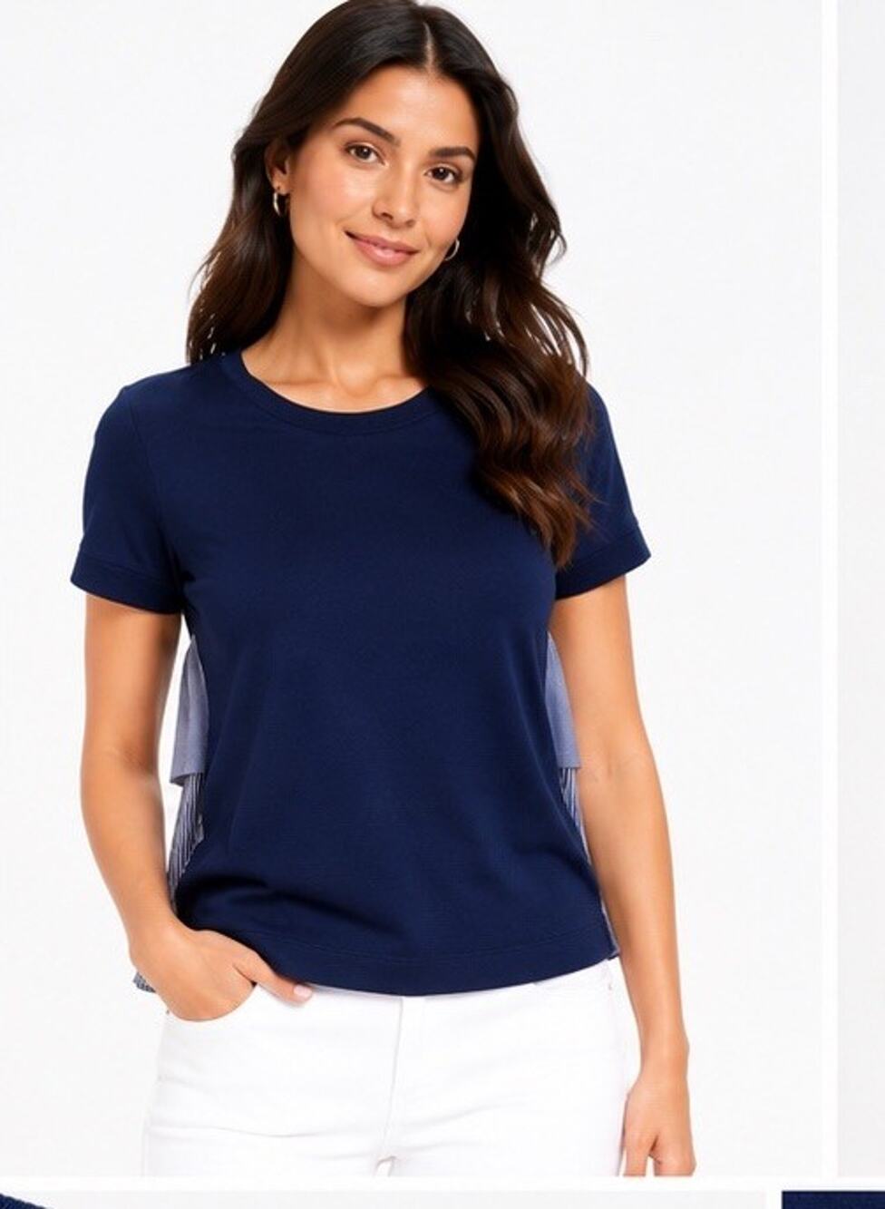 STRIPED PEPLUM SHORT SLEEVE TOP